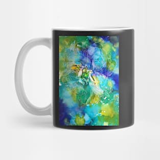 Blue Green Peony Flower Mug